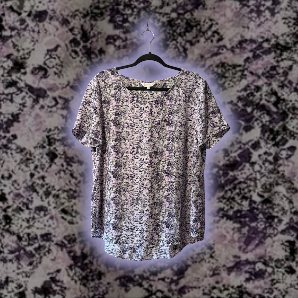 Northern Reflections Purple & Grey Blotchy/Snakeskin/Honeycomb Print Top - Picture 5 of 11